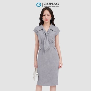 Đầm nữ GUMAC cổ vest thắt nơ  DC11059