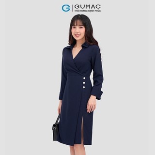 Đầm nữ GUMAC đắp chéo phối nút  DC12081