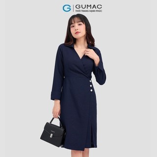 Đầm nữ GUMAC đắp chéo phối nút  DC12081