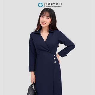 Đầm nữ GUMAC đắp chéo phối nút  DC12081
