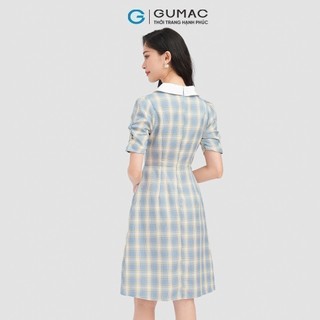 Đầm nữ GUMAC caro nút bọc  DC10055
