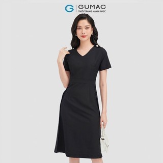 Đầm nữ GUMAC phối nút vai  LD0916