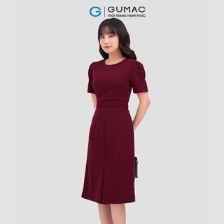 Đầm nữ GUMAC phối ren bản eo  DC12077