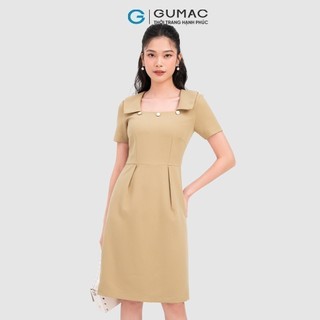 Đầm nữ GUMAC phối nút cổ  DC11089