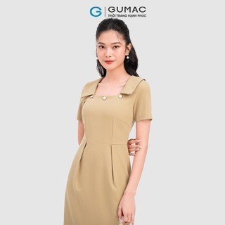 Đầm nữ GUMAC phối nút cổ  DC11089