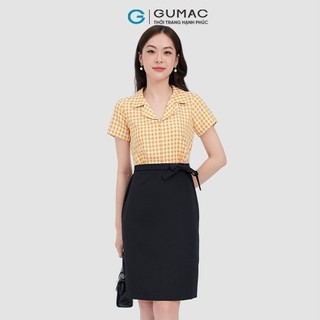 Đầm nữ GUMAC caro phối nút  DC10071