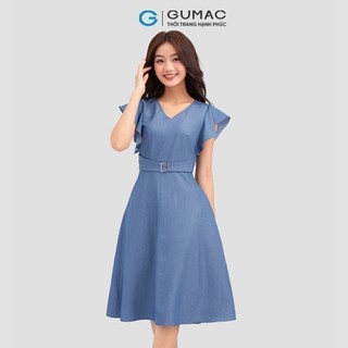 Đầm nữ GUMAC bèo thắt đai eo  DC12002