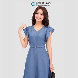Đầm nữ GUMAC bèo thắt đai eo  DC12002