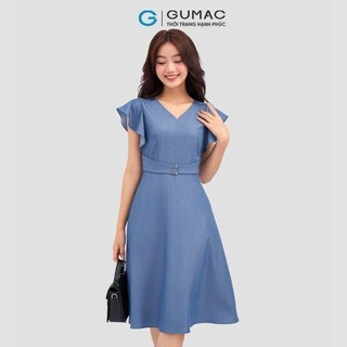 Đầm nữ GUMAC bèo thắt đai eo  DC12002