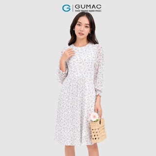 Đầm nữ GUMAC phối tà dập ly  DC10073