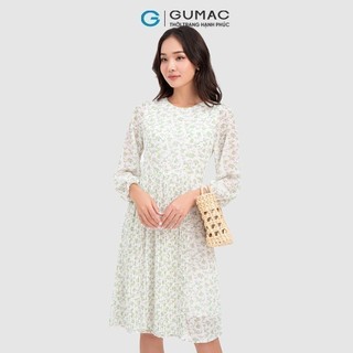 Đầm nữ GUMAC phối tà dập ly  DC10073