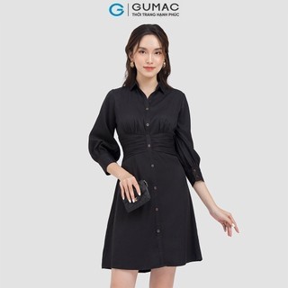 Đầm nữ GUMAC sơ mi nhún eo DC06011 