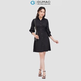 Đầm nữ GUMAC sơ mi nhún eo DC06011 