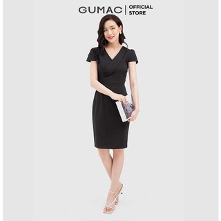 Đầm nữ GUMAC body cổ V đắp DB11016 
