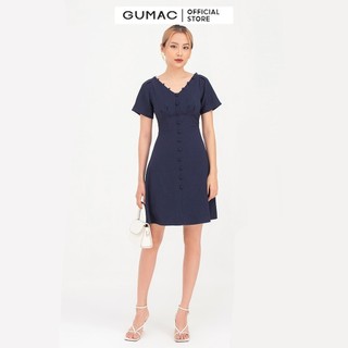 [MÃ AFFC GIẢM 30%] Đầm nữ cổ V phối nút GUMAC DB767
