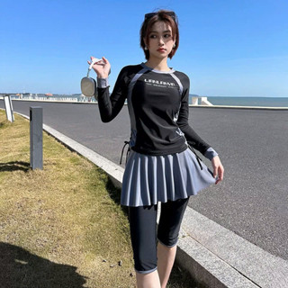  Bộ Đồ Bơi Nữ BIGSIZE 65KG Tay Dài Chống Nắng Có Mút Ngực Quần Lửng Chân Váy Thể Thao Vải Tốt Co Giãn 77057 D4T3-T5 