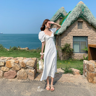 Váy đi biển maxi dáng dài đầm babydoll tay phồng xoắn ngực thắt eo tôn dáng đi chơi đi dạo phố 8719 DK14T303