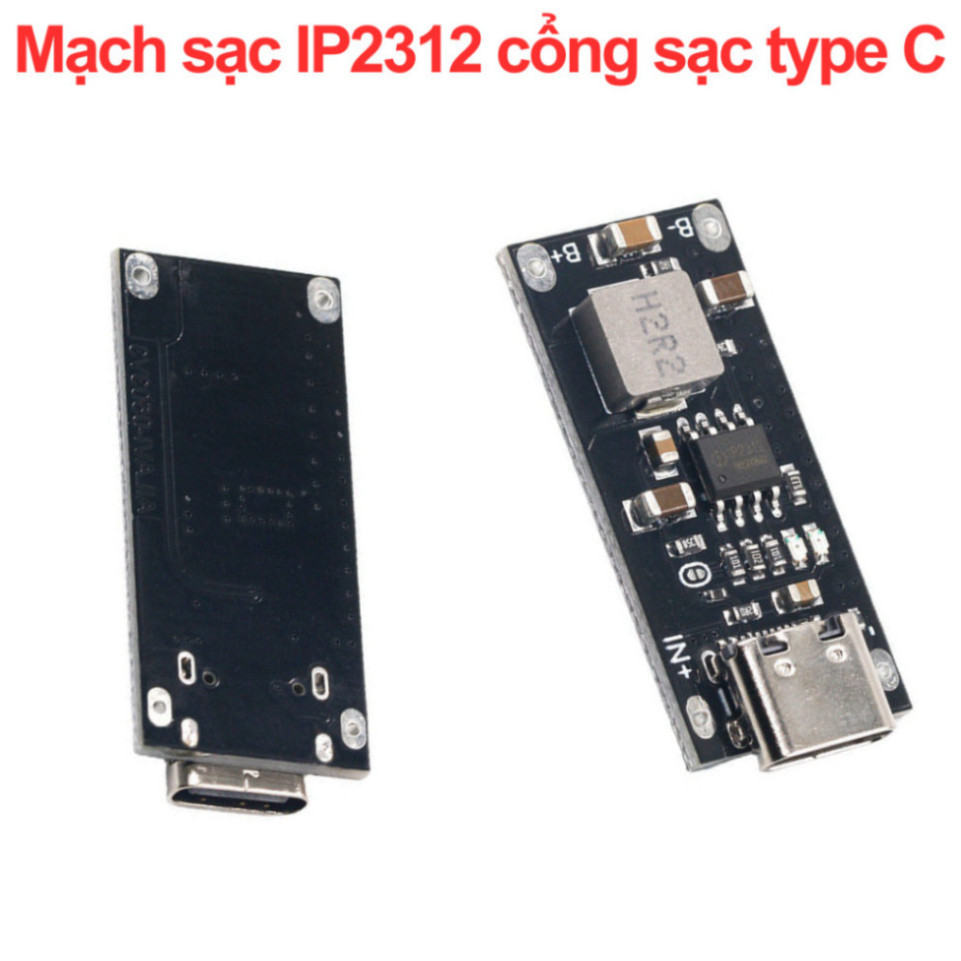 Module sạc lithium IP2312 Type C 3A chỉnh 4.2V 4.35V dễ dùng