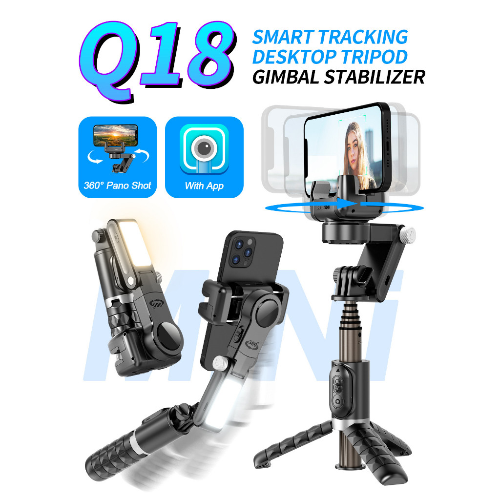 Gimbal chống rung điện thoại Q18, Gimbal điện thoại theo dõi chuyển động, Điều khiển từ xa,..dùng ch