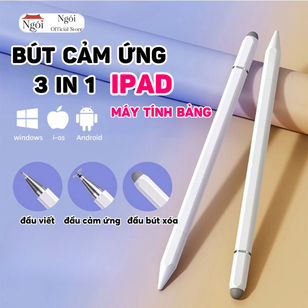 Bút Cảm Ứng Đa Năng 3IN1 Tương Thích Điện Thoại Máy Tính Bảng Laptop, Bút Đa Năng Hít Máy Tính Bảng Xịn Sò - BCU01