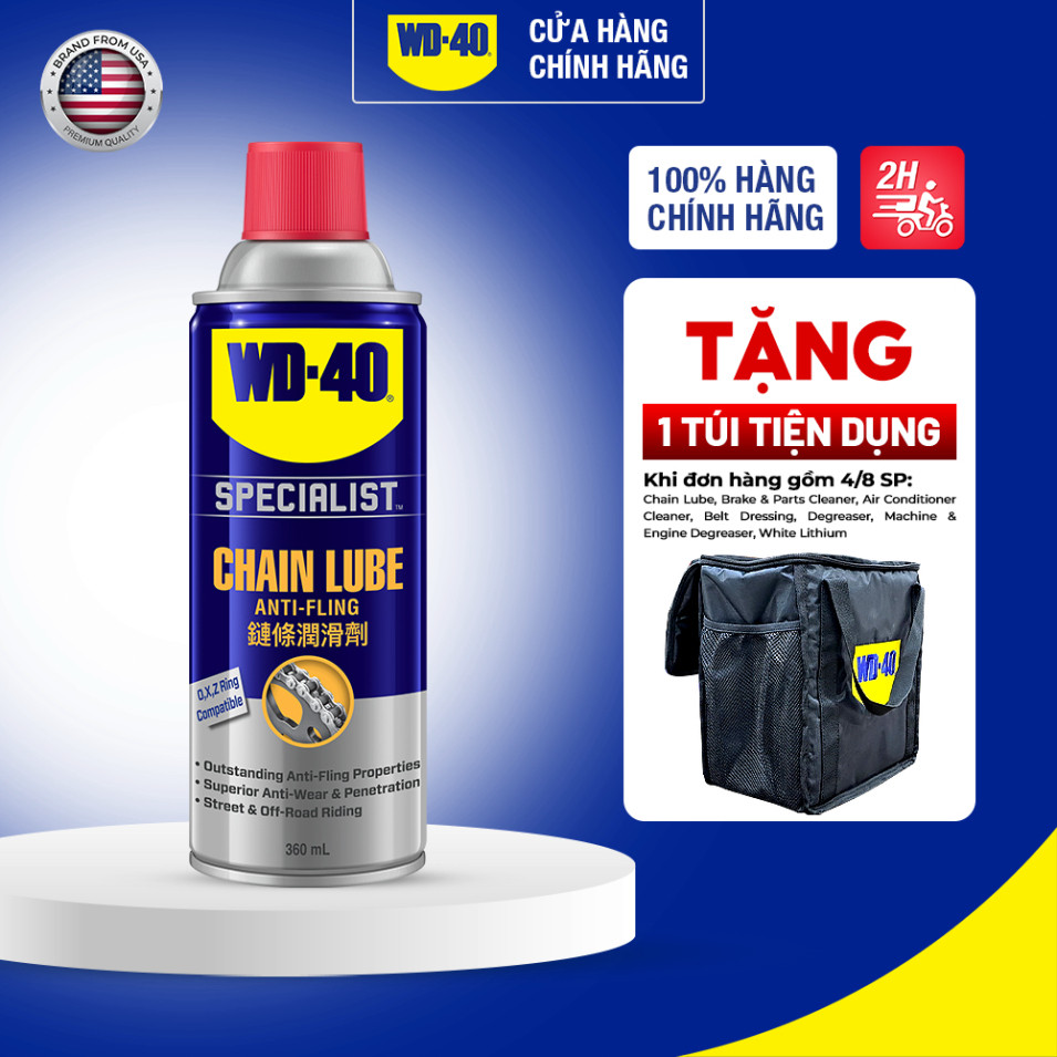 Chai Xịt Dưỡng Sên Xích WD 40 Chain Lube Chính Hãng Dầu Bôi Trơn Sên Xe Máy Xe Đạp 360ml