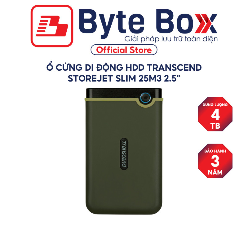 Ổ cứng di động HDD Transcend StoreJet Slim 25M3 2.5" 1TB / 2TB/ 4TB  Bảo hành 3 năm