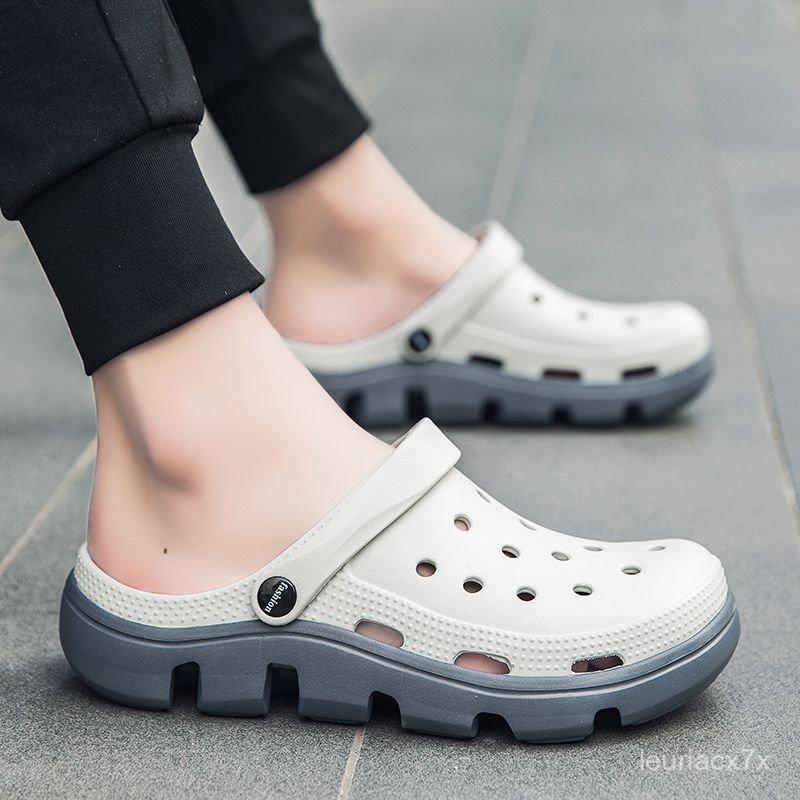 【9679Có người ở đây11Giao Hàng Trong Vòng Vài Giờ】Giày Lỗ Mùa Hè Dép Xỏ Ngón Ngoài Trời Mẫu Nam Dép 