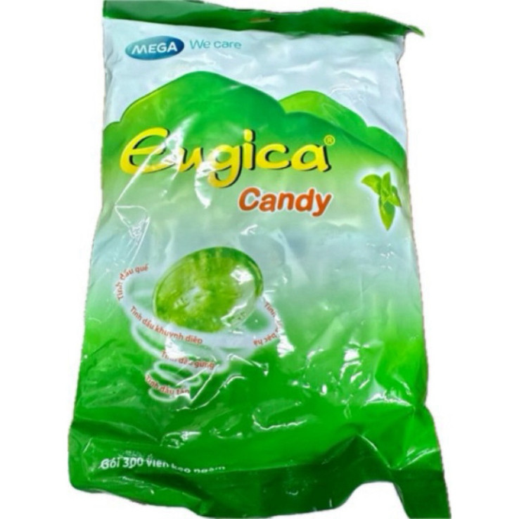 Kẹo Eugica Bịch Chiết Xuất Thảo Dược The Mát- Bịch 300 viên- Giảm ho dịu họng