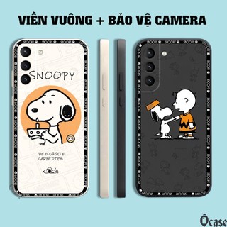 Ốp lưng Samsung S21 / S21 Plus / S21 FE / S22 / S22 Plus in hình chú chó dễ thương cạnh viền vuông có bảo vệ camera