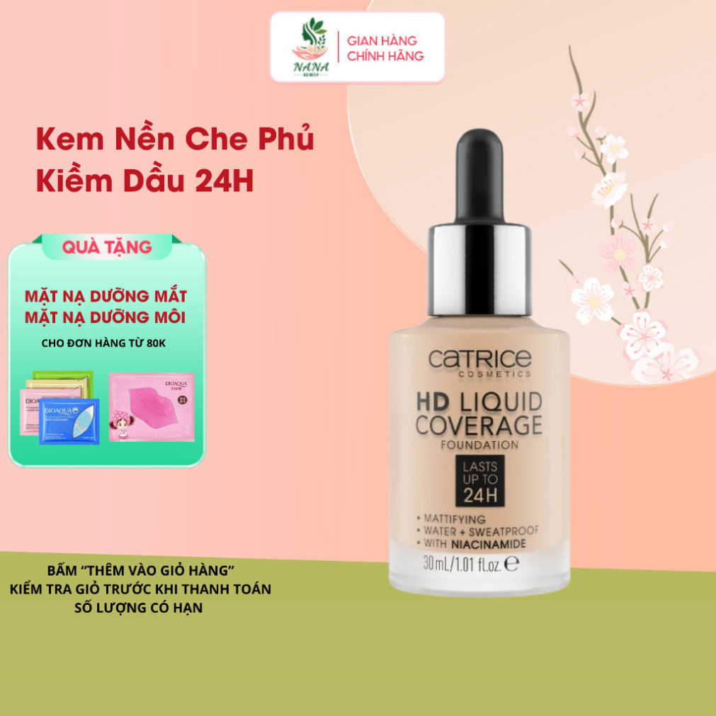 Kem Nền Che Phủ Kiềm Dầu 24H Catrice HD Liquid - Hàng Chính Hãng