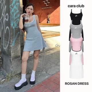 [OUTLET] CARA Đầm thun basic dáng ngắn Rosan cổ vuông viền trắng năng động