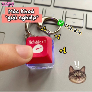  🍭Candy🍭Móc Khoá Cute Bàn Phím Cơ Tích Đức Có Đèn - Móc Khoá Keycap Quà Tặng Phụ Kiện Dễ Thương Phông chữ gửi ng  