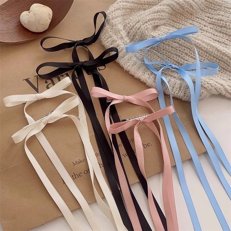 🍭Candy🍭Kẹp tóc nơ ruy băng 1 NƠ đuôi dài, nhiều màu ngọt ngào dễ thương