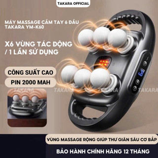Máy massage cầm tay 6 đầu, máy mát xa toàn thân Takara YM-K60 với 9 chế độ và 9 cấp độ điều chỉnh