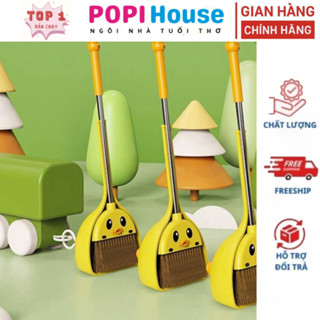 Bộ Chổi Quét Nhà Vịt Vàng Dễ Thương Kèm Hót Rác Cho Bé – Dễ Dàng Tháo Lắp Và Cất Gọn -POPIHouse