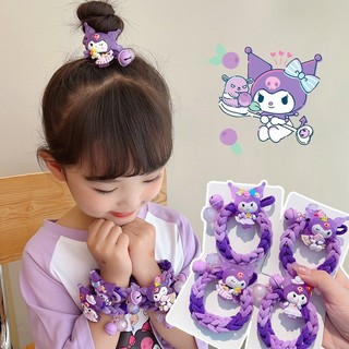 🌺xinyia🌺 Trẻ Em Hoạt Hình Kuromi Bện Tóc Dây Buộc Đầu Cô Gái Ngọt Ngào Đầu Bóng Đuôi Ngựa Cao Su Ban Nhạc Cô Gái Phụ Kiện Tóc