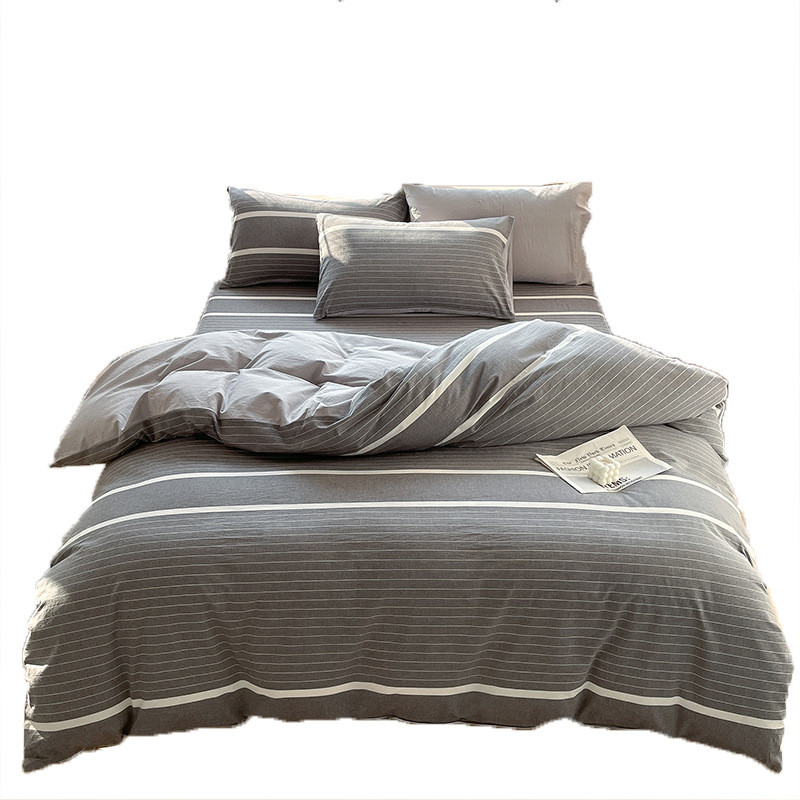 Bộ đồ giường cotton nguyên chất 4 món, bộ đồ giường cotton 3 món đã giặt, ga trải giường sinh viên, 