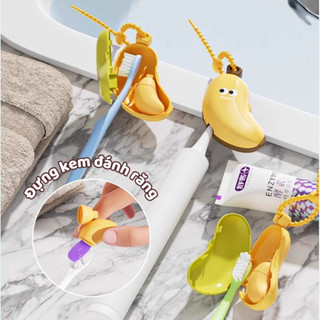 Nắp Đậy Bàn Chải Đánh Răng 2 Trong 1 Kèm Tuýp Chiết Kem Đánh Răng Du Lịch Tiện Lợi Hình Quả Chuối HEMI - NDBC01