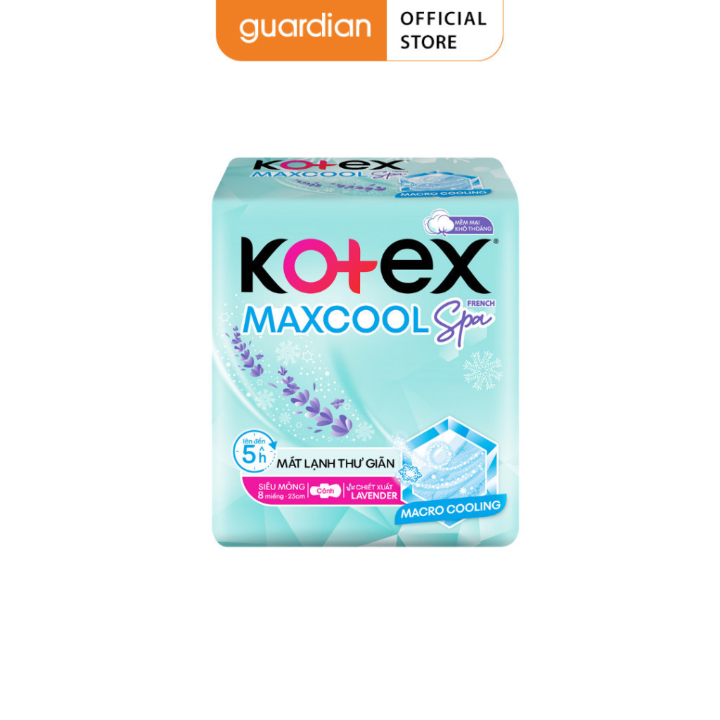 Băng vệ sinh Kotex Max Cool French Spa 23cm 8 miếng Có Cánh