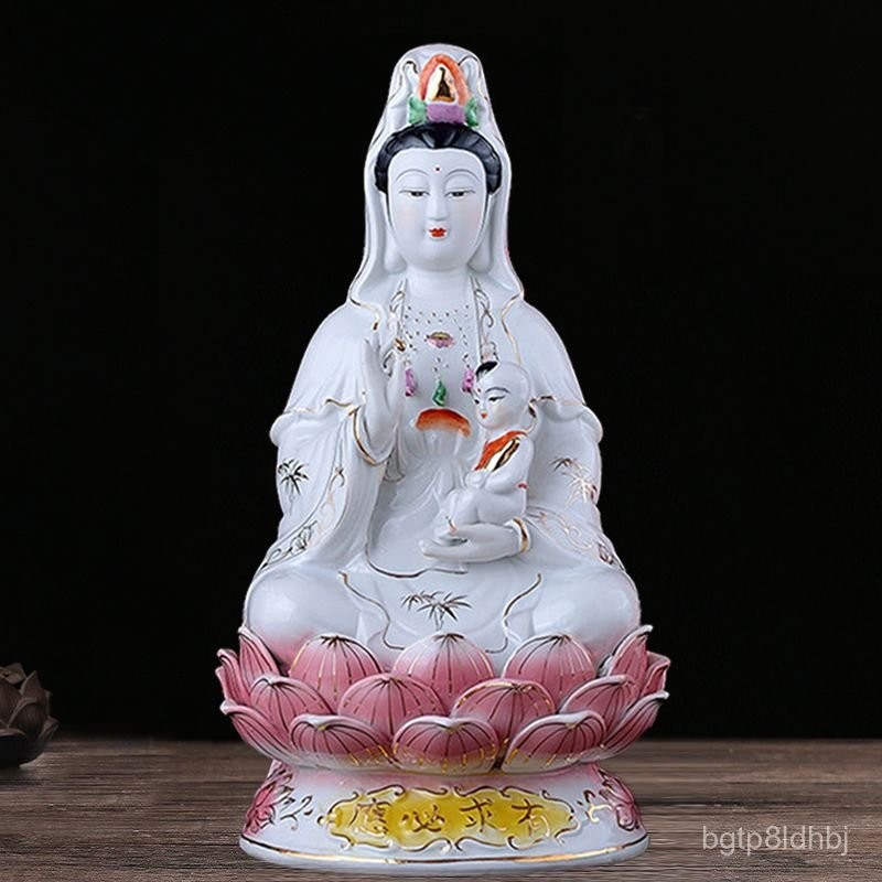 Tượng Guanyin gốm cho phước lành trẻ em, tượng nữ thần cho trẻ em, tượng Guanyin, thờ cúng Guanyin B