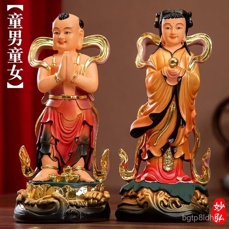 Tượng Golden Boy và Girl trong gia đình cho sự giàu có và may mắn, tượng Phật bằng nhựa Dragon Boy v