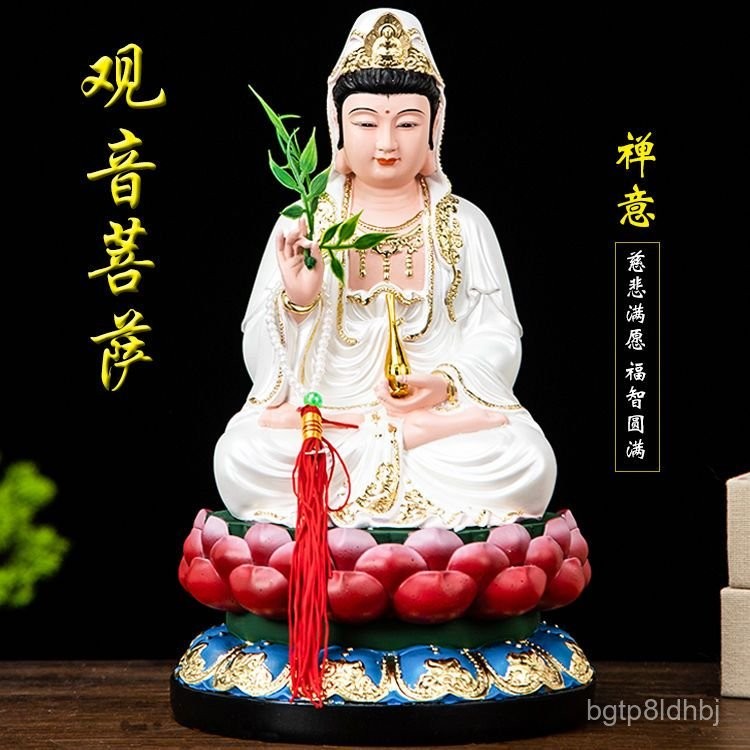 Tượng Phật Guanyin Bodhisattva bằng nhựa, nữ thần Guanyin mặc trang phục trắng, Guanyin cho con12Inc