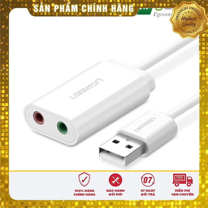 Card sound USB 2.0 to 3.5mm chính hãng Ugreen 30143 - Bảo hành 18 tháng