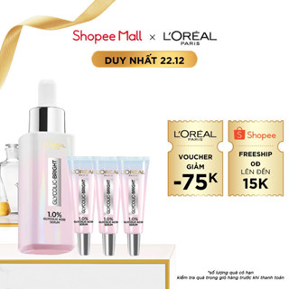 Bộ serum dưỡng sáng mờ thâm nám & 3 mini Glycolic Bright AHA L'Oreal Paris