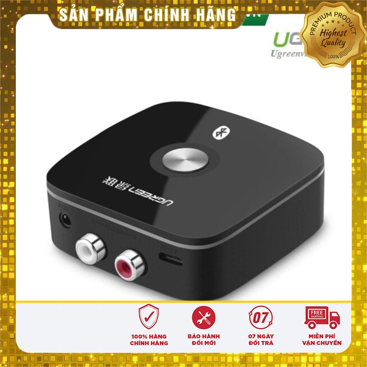 Bộ thu Bluetooth 5.1 cho loa, amly hỗ trợ cổng 3.5mm + RCA chính hãng Ugreen 40759 cao cấp