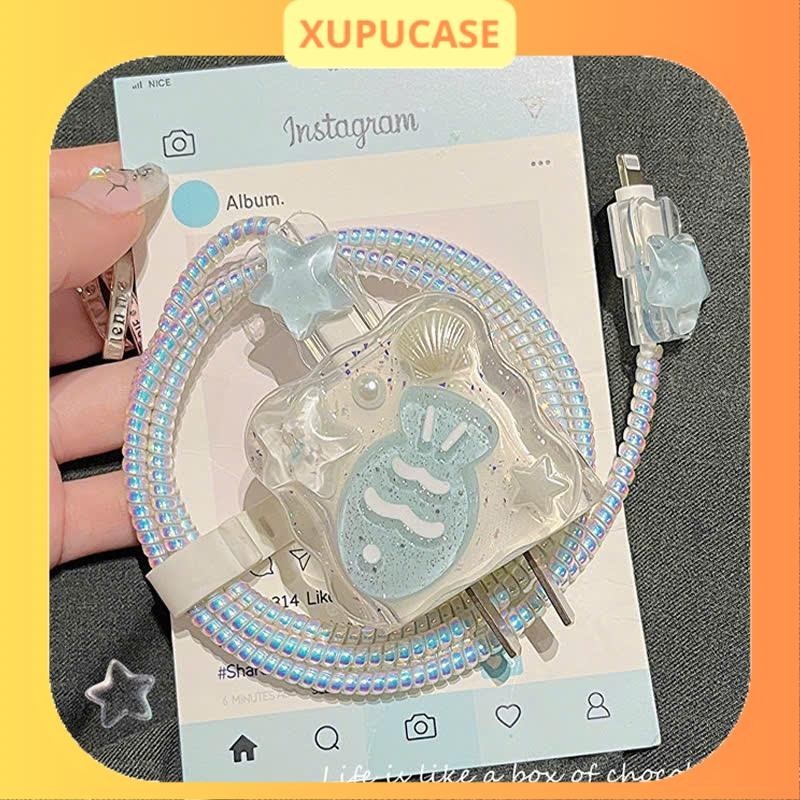 Bộ phụ kiện bảo vệ củ sạc và cáp sạc PD18/20W bằng silicon cao cấp XUPUCASE