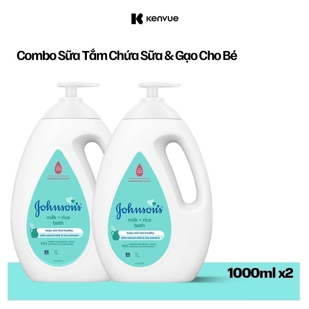 [Lucie x TD] B2G1-Combo 2 Sữa tắm Johnson's Baby Chứa Sữa & Gạo 1000ml/chai