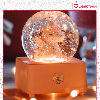  Hộp nhạc quả cầu pha lê tuyết kim sa cảm ứng - Hộp âm nhạc quà tặng sinh nhật 