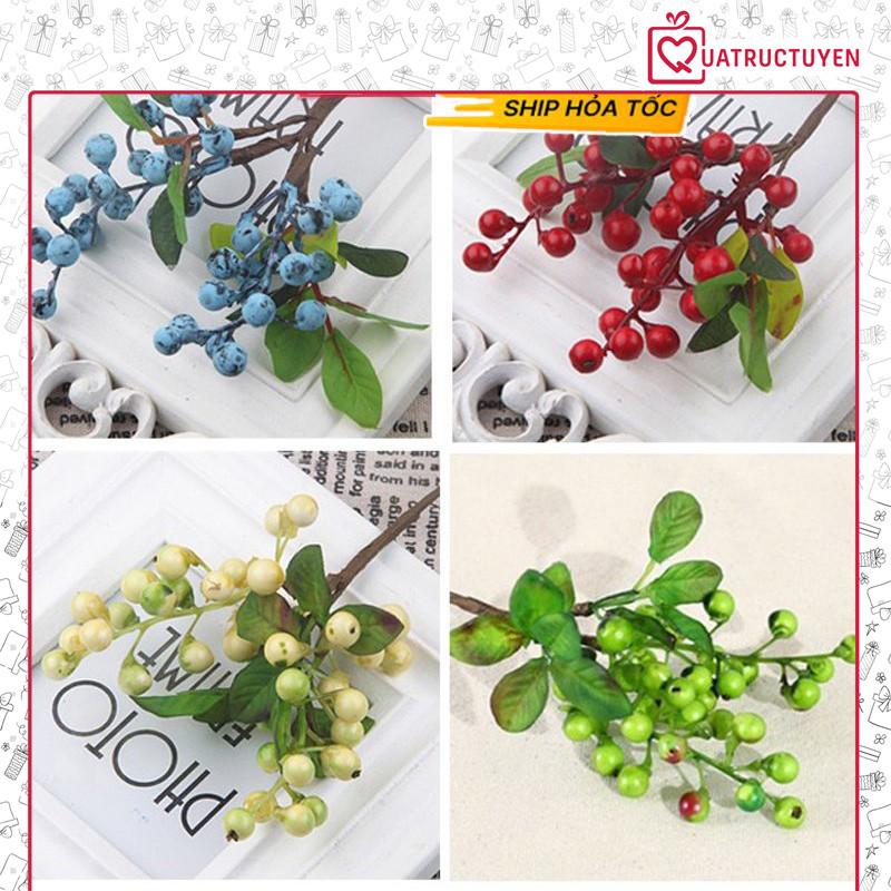 Hoa giả trang trí Cành quả cherry