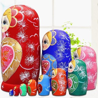 Búp bê Nga Matryoshka gỗ trầm bộ 10 con